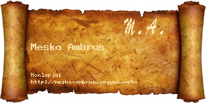 Mesko Ambrus névjegykártya